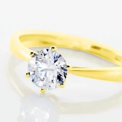 Solitaire Or Jaune Laurian Oxyde De Zirconium Blanc